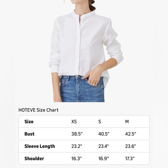 NWT White Linen Button Down French Collar Shirt - Picture 7 of 9